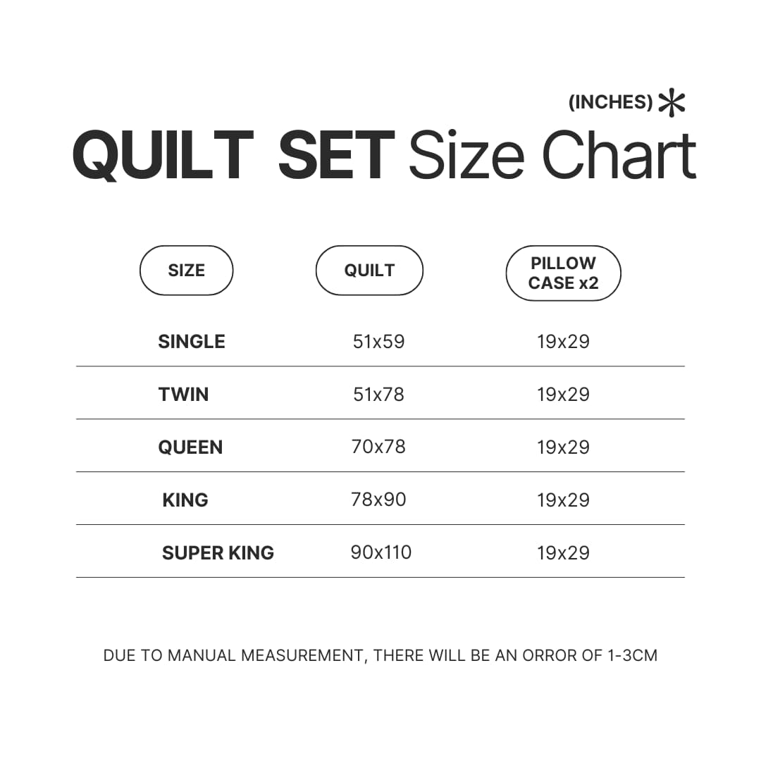Quilt Set Size Chart - Studio Ghibli UK Store