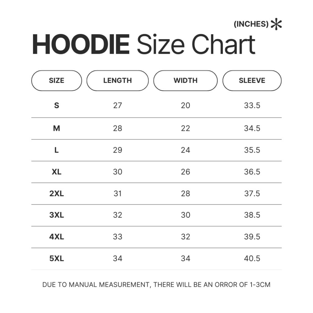 Hoodie Size Chart - Studio Ghibli UK Store
