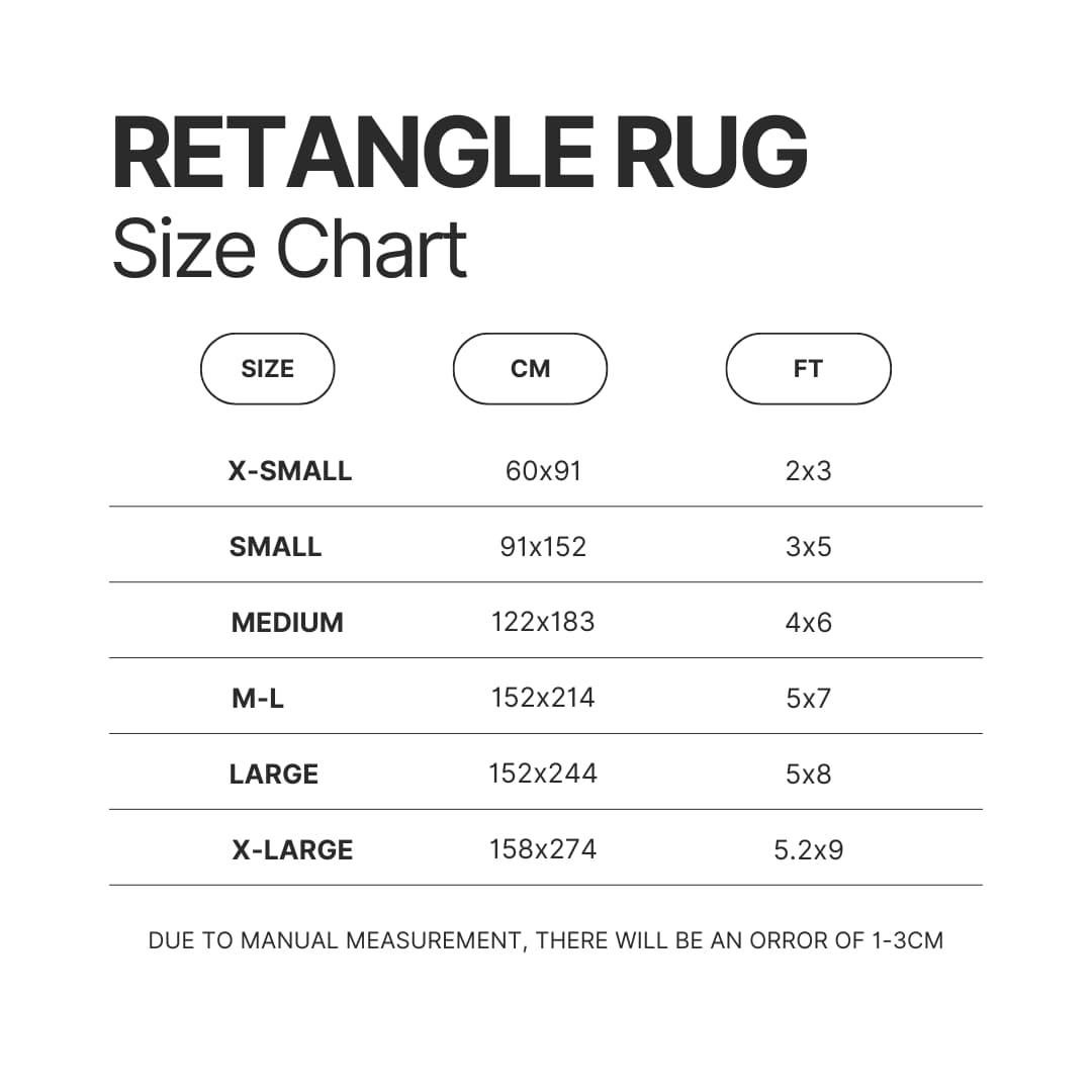 Retangle Rug Size Chart - Studio Ghibli UK Store
