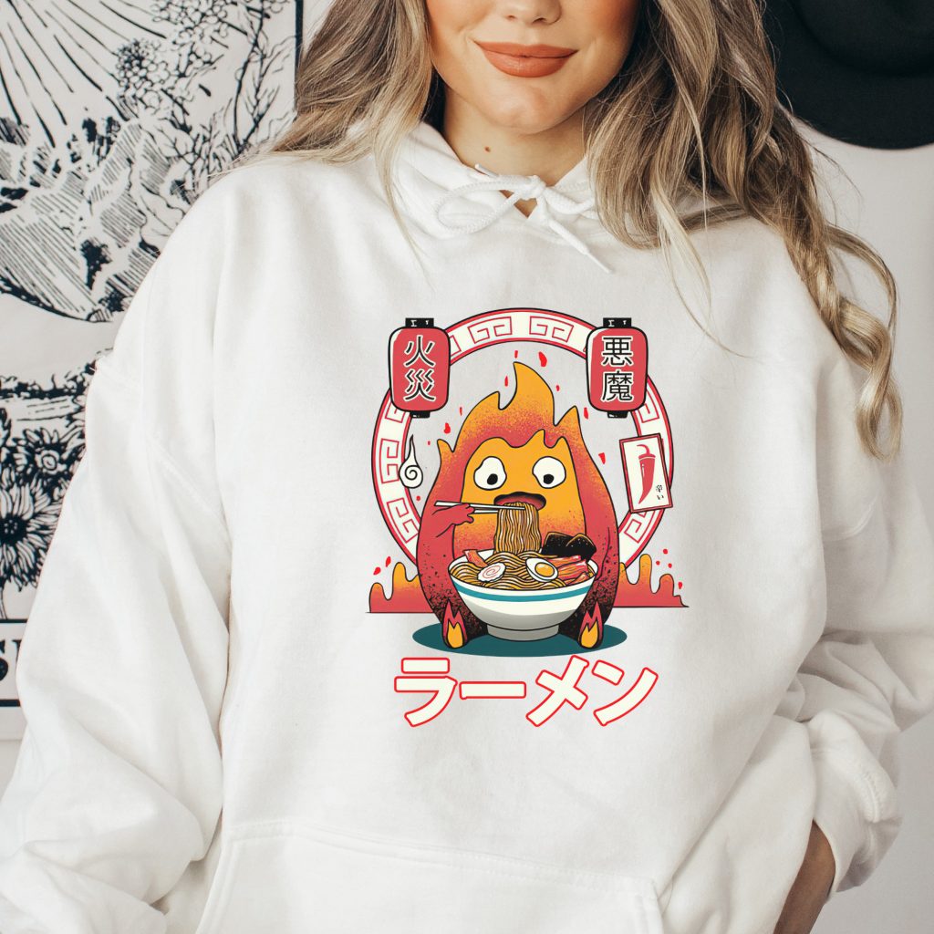 Calcifer Ramen Howl's Moving Castle Inspired Hoodie - Image 2