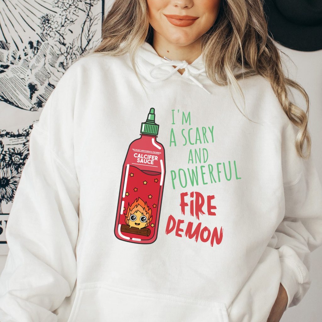 Calcifer Fire Demon Sauce Howl's Moving Castle Inspired Hoodie - Image 2