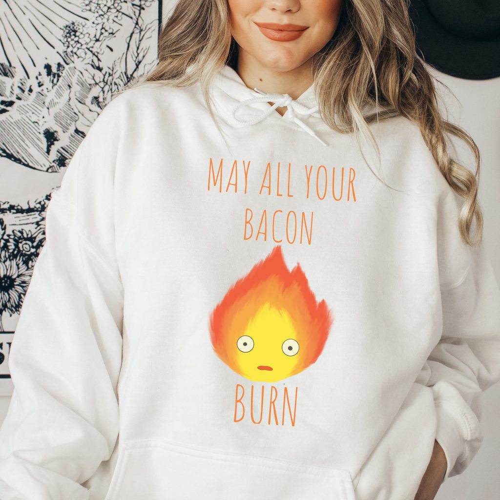 May All Your Bacon Burn! Howl’s Moving Castle Calcifer Hoodie - Image 2