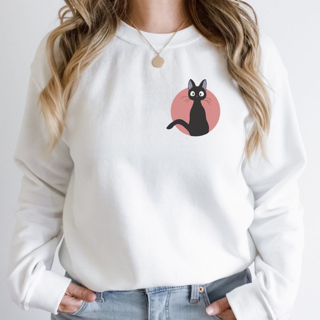 Studio Ghibli Kiki's Delivery Service Jiji Minimalist Inspired Sweatshirt - Image 5