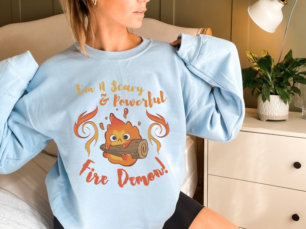 Studio Ghibli Calcifer Scary & Powerful Fire Demon Howl's Moving Castle Inspired Sweatshirt - Image 4