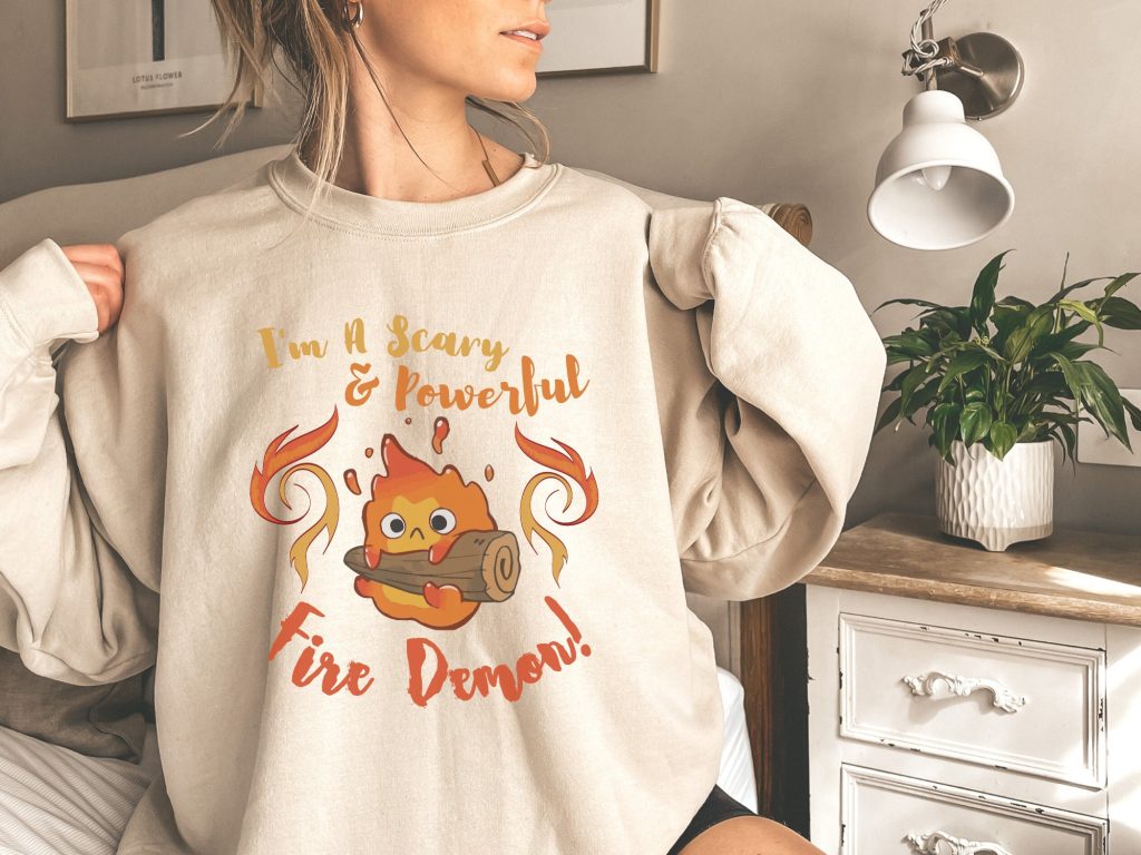 Studio Ghibli Calcifer Scary & Powerful Fire Demon Howl's Moving Castle Inspired Sweatshirt