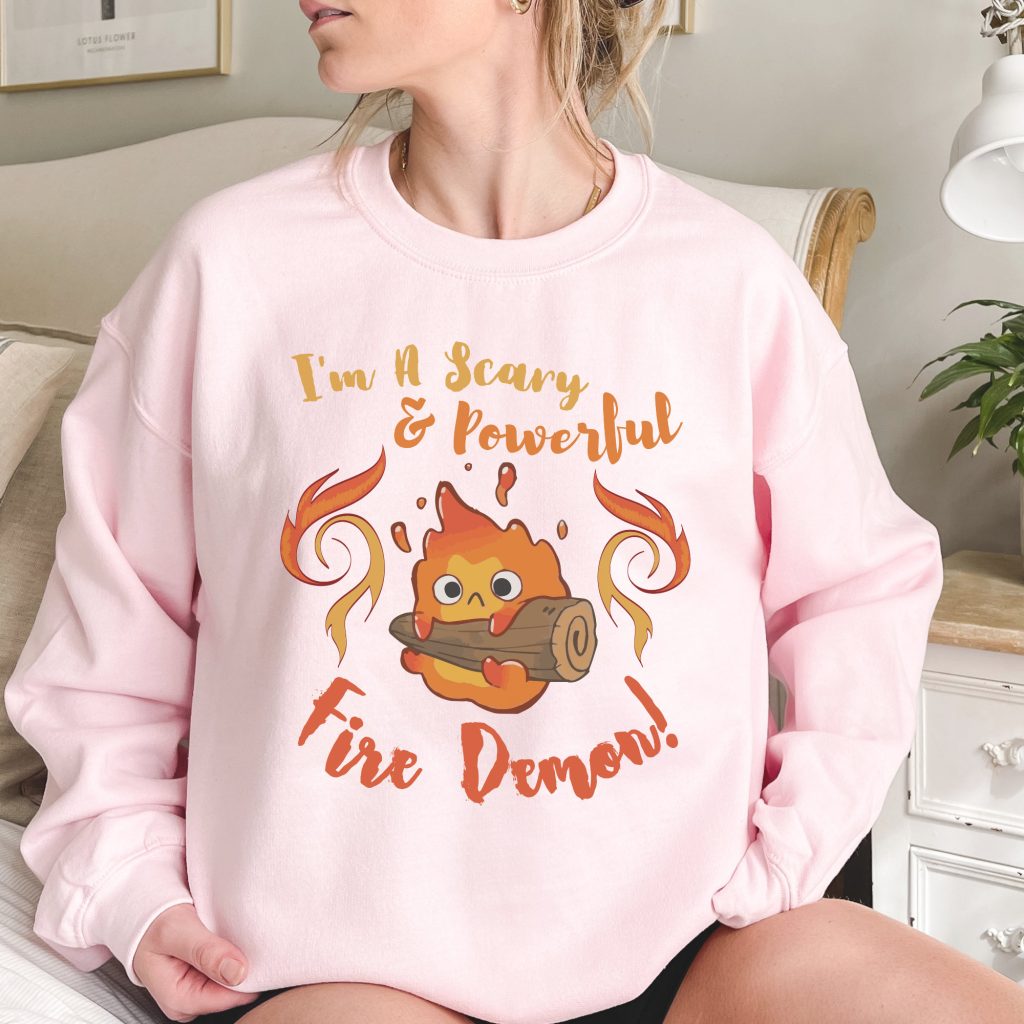Studio Ghibli Calcifer Scary & Powerful Fire Demon Howl's Moving Castle Inspired Sweatshirt - Image 2