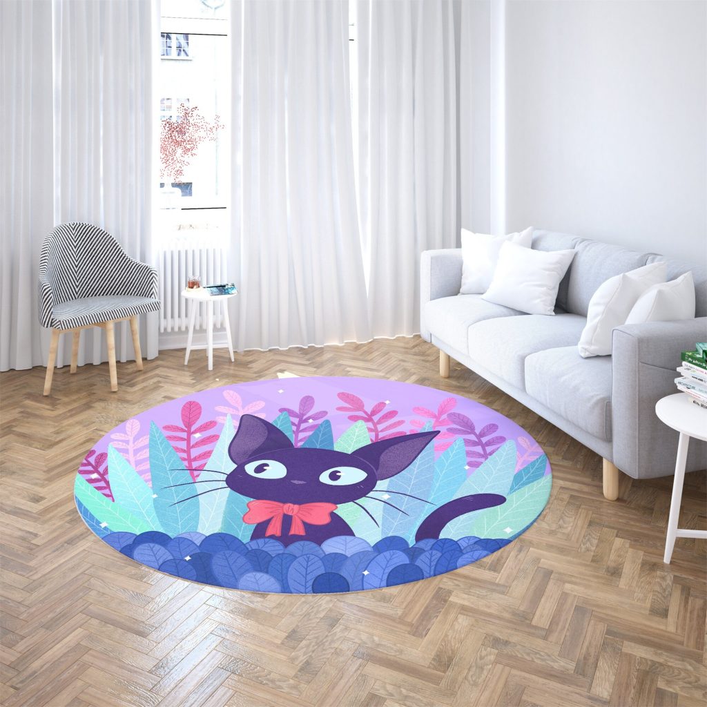 Studio Ghibli Kiki's Delivery Service Jiji Cat Round Rug - Image 4