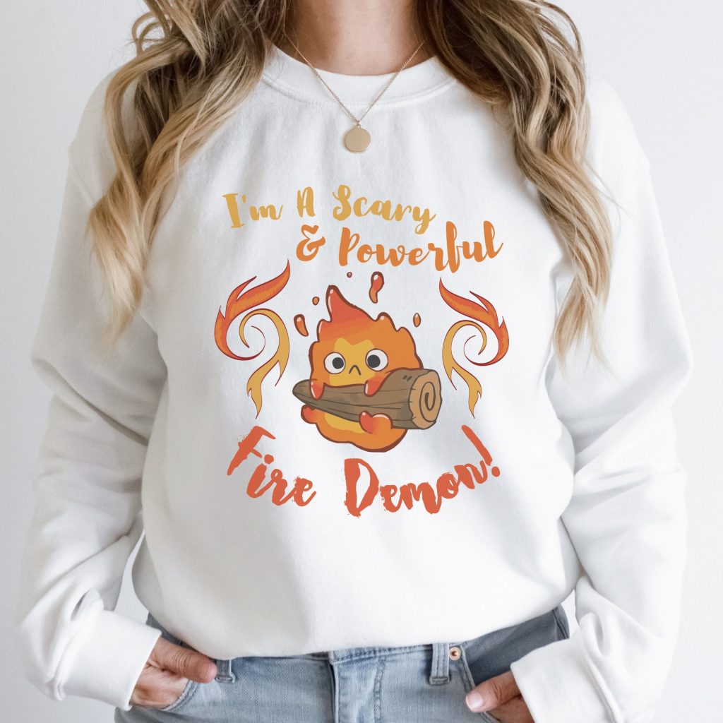 Studio Ghibli Calcifer Scary & Powerful Fire Demon Howl's Moving Castle Inspired Sweatshirt - Image 5