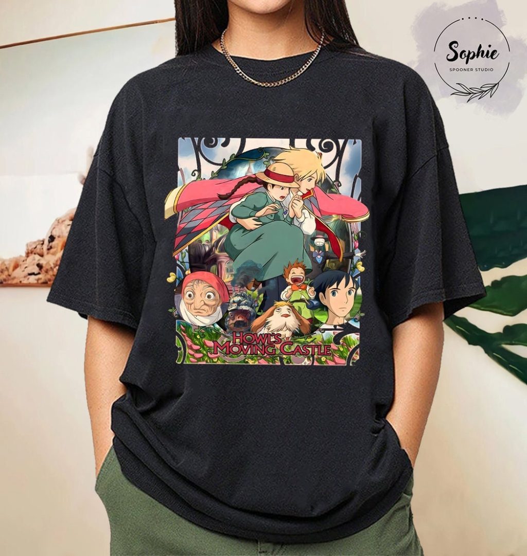 Studio Ghibli Howl's Moving Castle Characters T-shirt - Image 2
