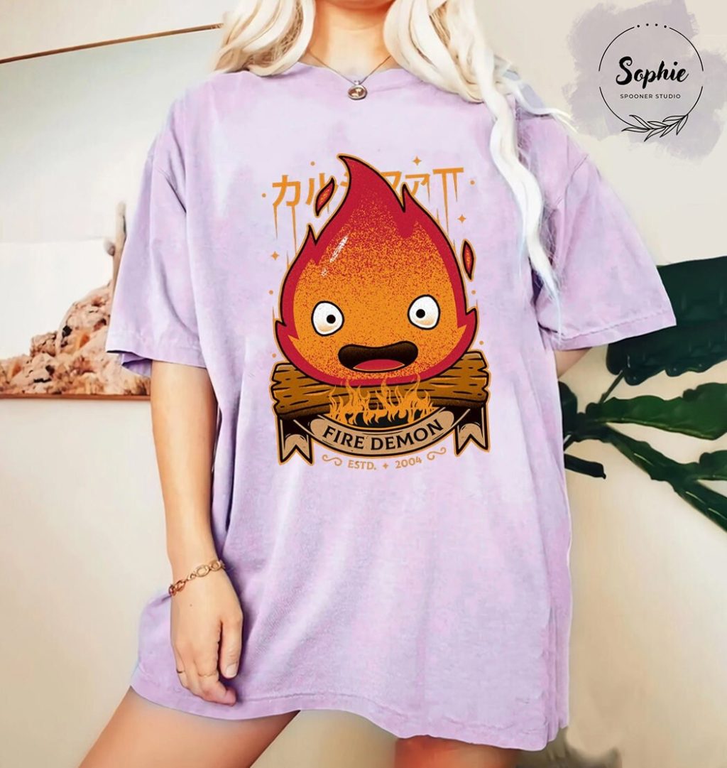 Studio Ghibli Calcifer Howl's Moving Castle T-shirt - Image 2