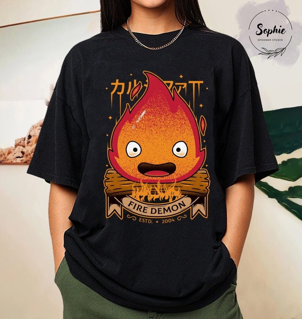 Studio Ghibli Calcifer Howl's Moving Castle T-shirt - Image 4