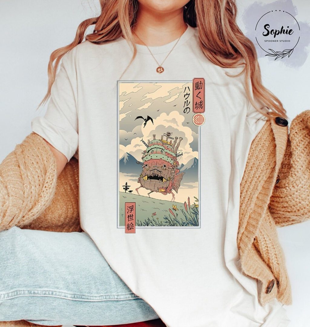 Studio Ghibli Howl's Moving Castle Blue T-shirt - Image 2