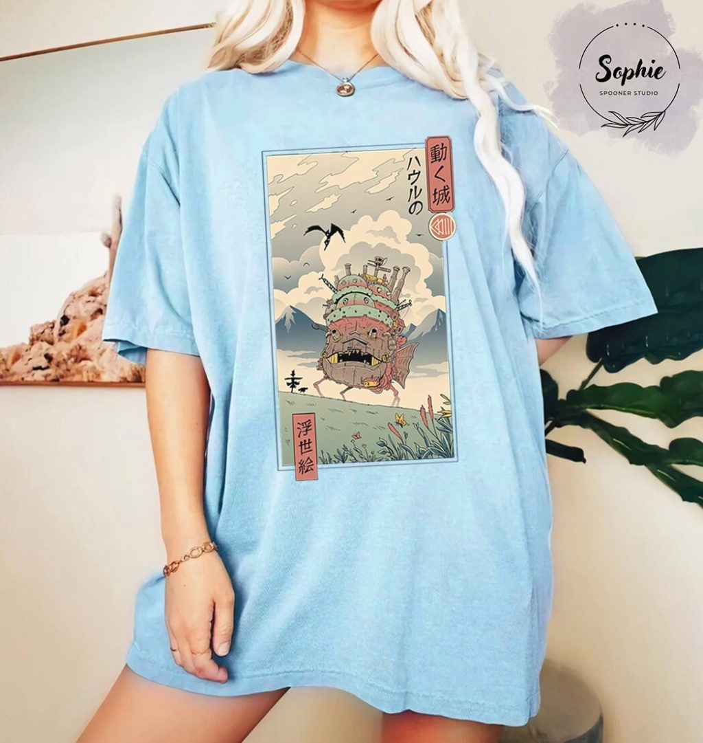 Studio Ghibli Howl's Moving Castle Blue T-shirt