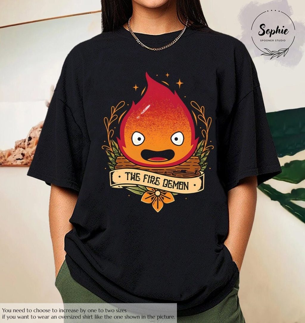 Studio Ghibli The Fire Demon Calcifer T-shirt - Image 5