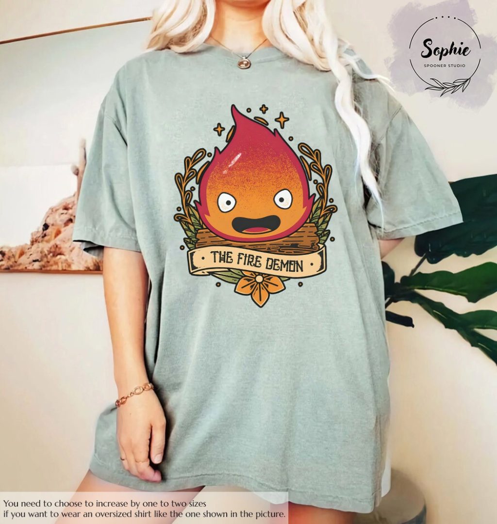 Studio Ghibli The Fire Demon Calcifer T-shirt - Image 2