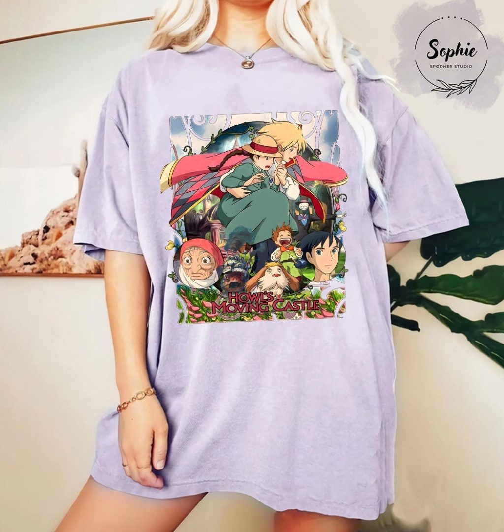 Studio Ghibli Howl's Moving Castle Characters T-shirt - Image 4