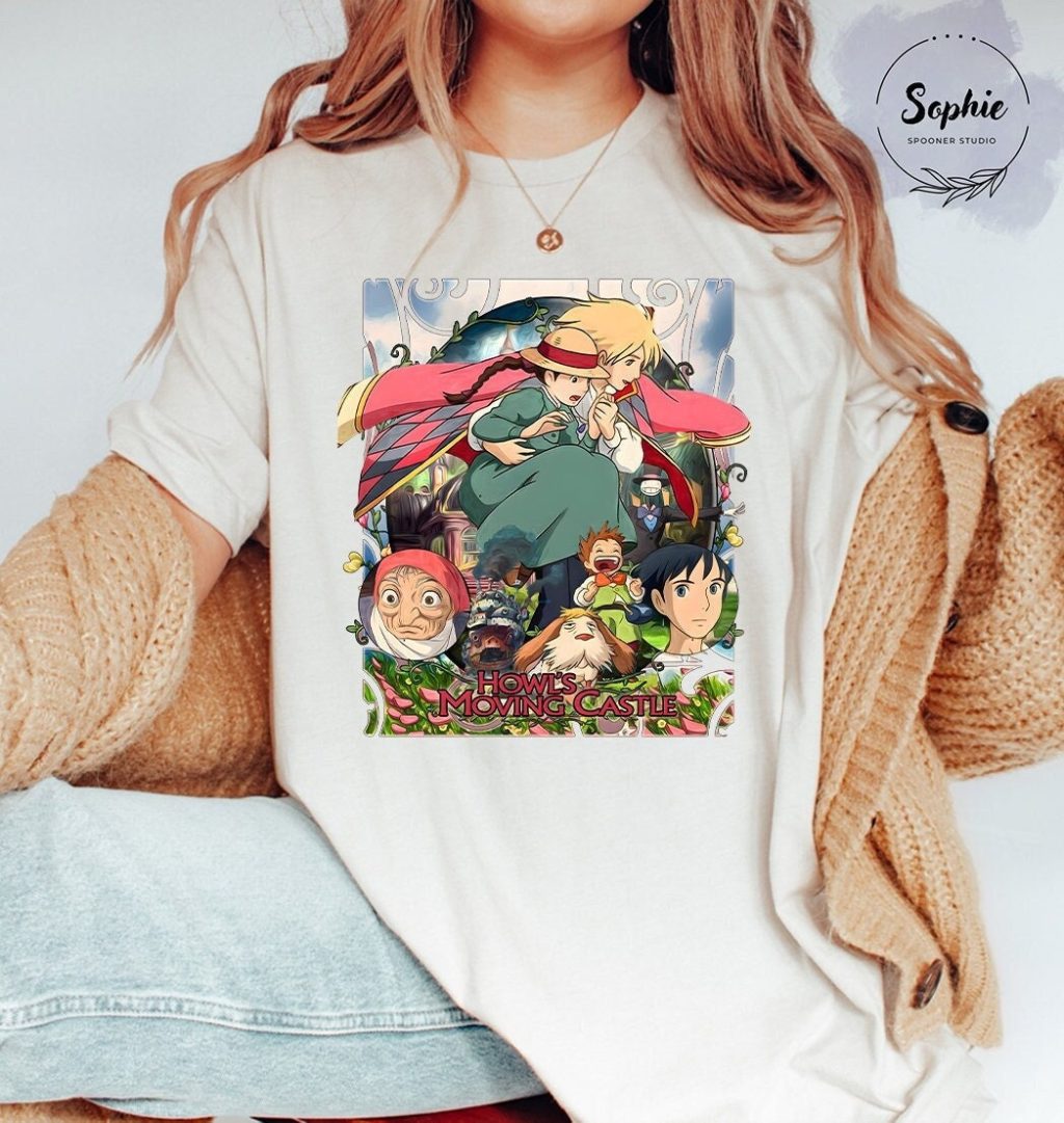 Studio Ghibli Howl's Moving Castle Characters T-shirt - Image 5