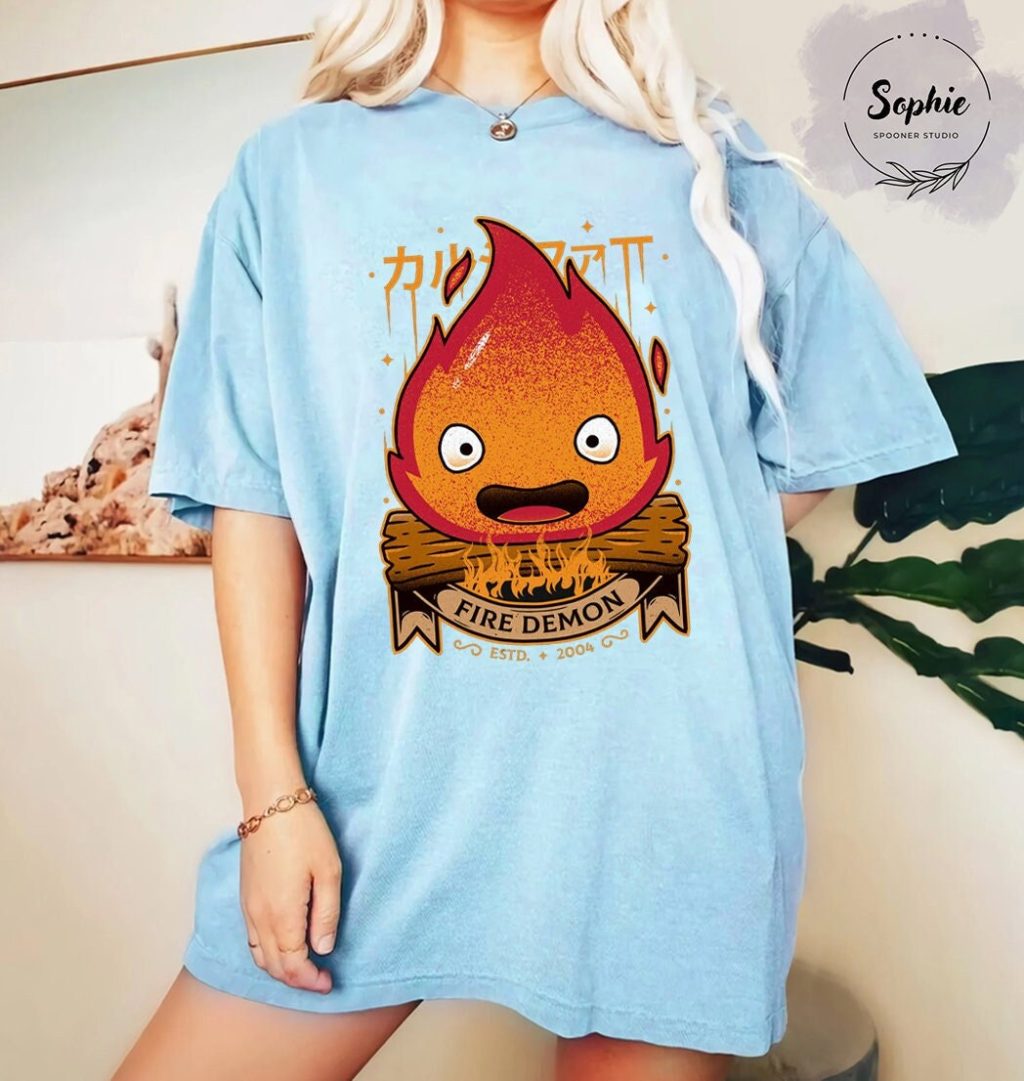 Studio Ghibli Calcifer Howl's Moving Castle T-shirt - Image 5