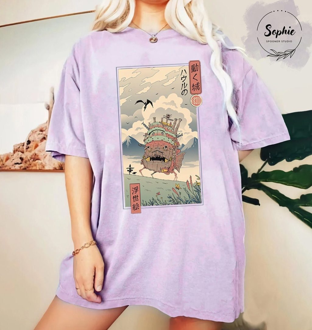 Studio Ghibli Howl's Moving Castle Blue T-shirt - Image 4