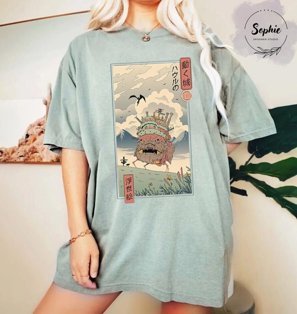 Studio Ghibli Howl's Moving Castle Blue T-shirt - Image 5