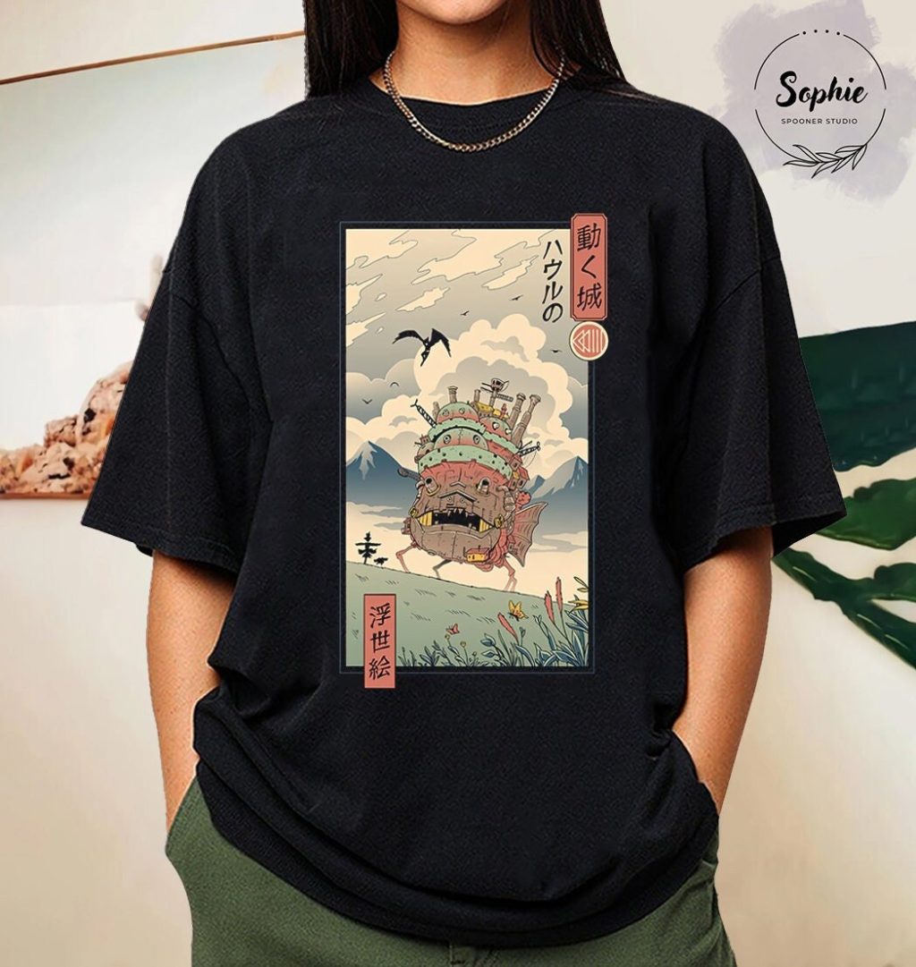 Studio Ghibli Howl's Moving Castle Blue T-shirt - Image 6