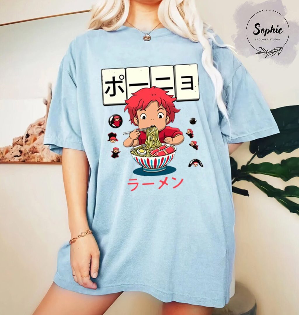 Studio Ghibli Vintage Ponyo Eating T-shirt - Image 2