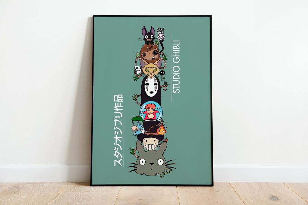 Studio Ghibli Characters Green Wall Art