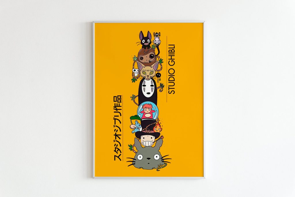 Studio Ghibli Characters Yellow Wall Art - Image 2