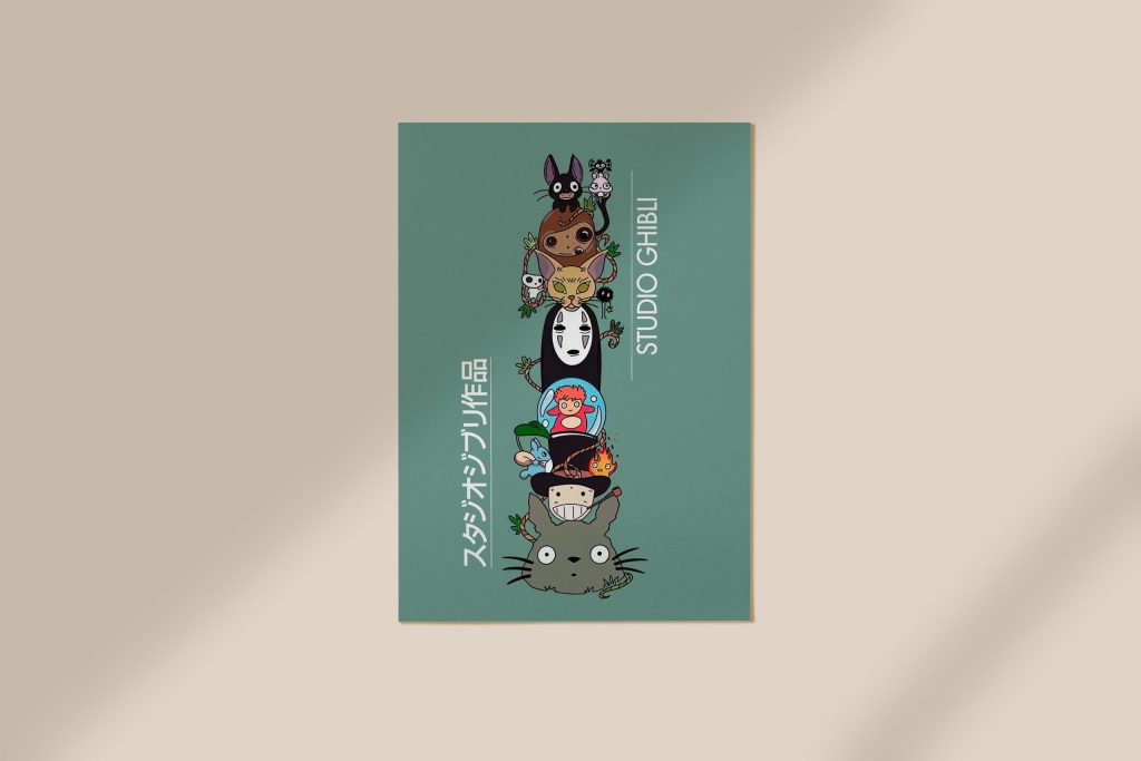 Studio Ghibli Characters Green Wall Art - Image 2