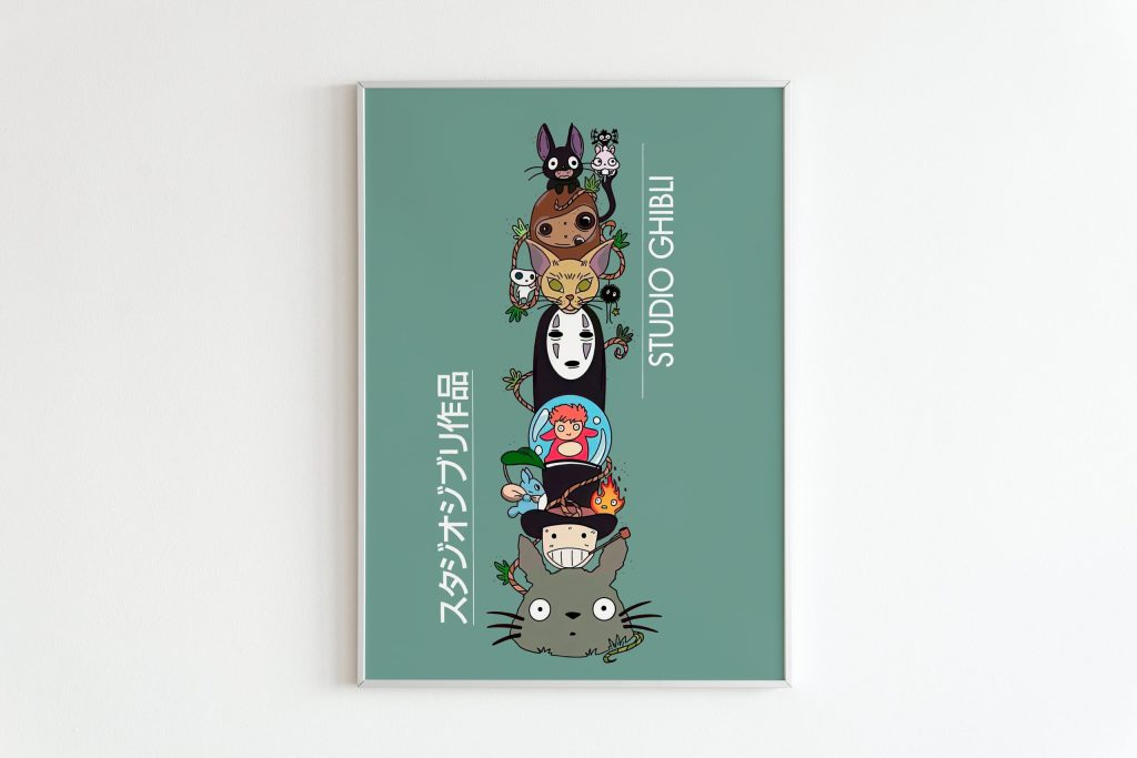 Studio Ghibli Characters Green Wall Art - Image 4