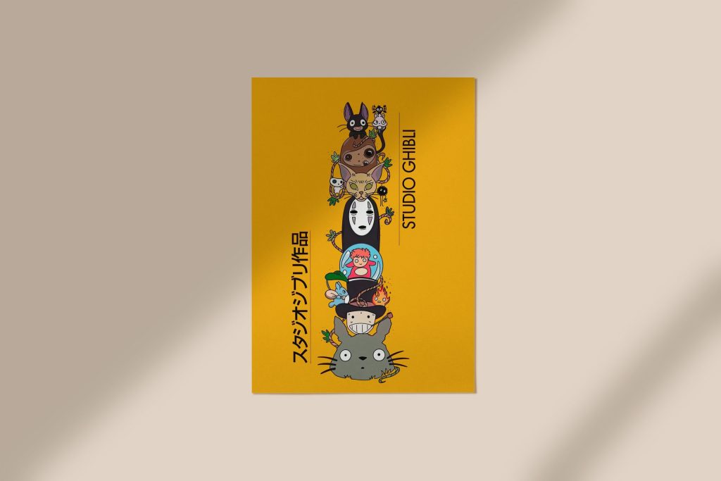 Studio Ghibli Characters Yellow Wall Art - Image 3
