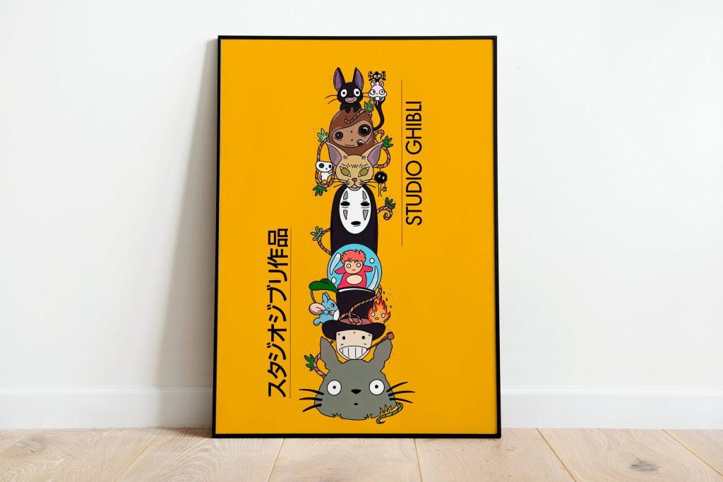 Studio Ghibli Characters Yellow Wall Art