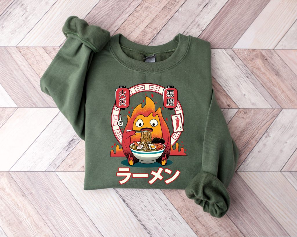 Vintage Studio Ghibli Calcifer Eating Y2K Sweatshirt - Image 4