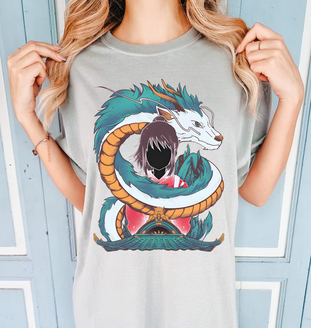 Comfort Colors Spirited Away Haku and Chihiro T-shirt - Image 2