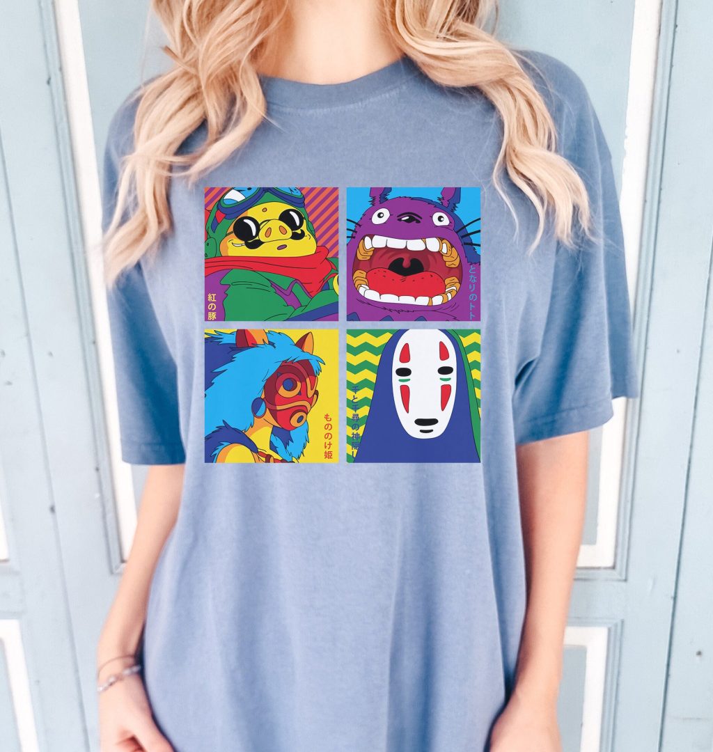 Comfort Colors Four Ghibli Character T-shirt - Image 4