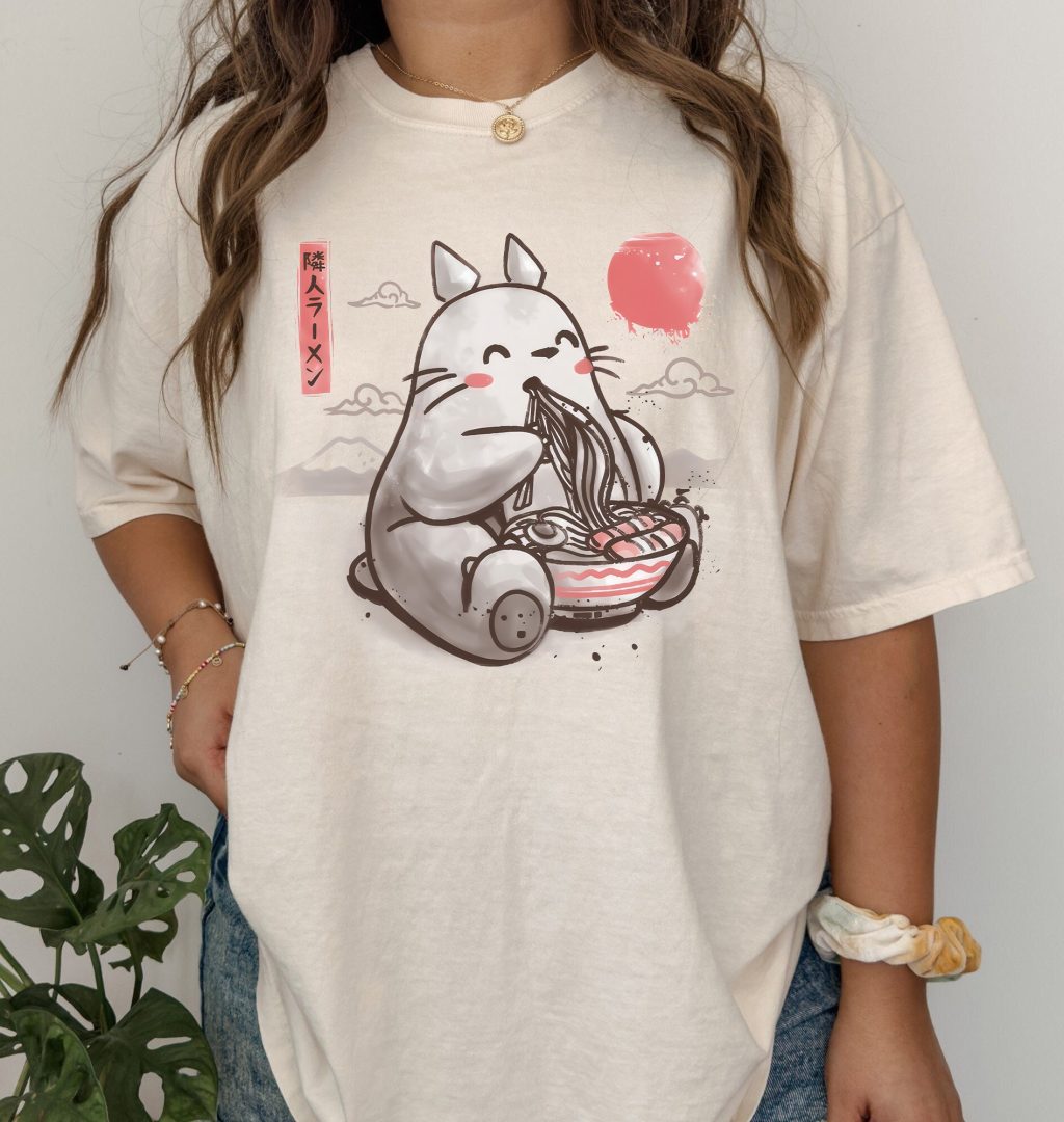 Comfort Colors Totoro Ramen Bowl Studio Ghibli T-shirt - Image 2