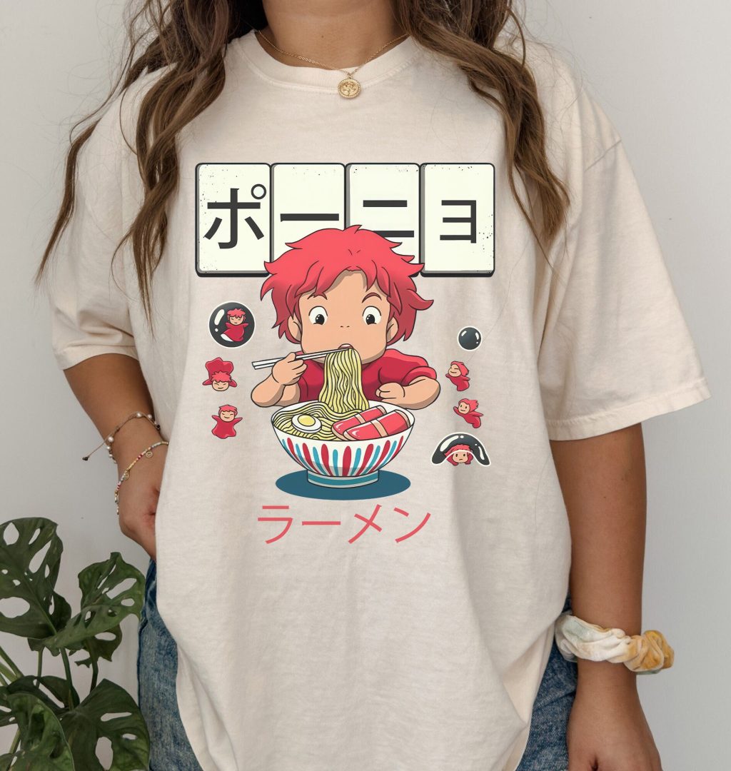 Comfort Colors Ponyo Eating Ramen Ghibli T-Shirt