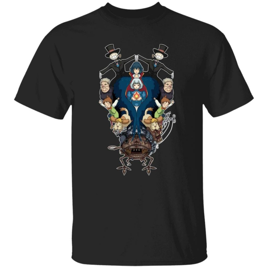 Studio Ghibli Howl’s Moving Castle Characters Mirror T-shirt - Image 4