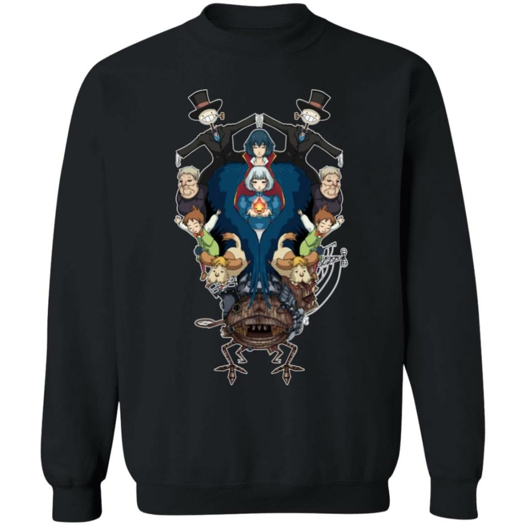 Studio Ghibli Howl’s Moving Castle Characters Mirror Sweatshirt - Image 4