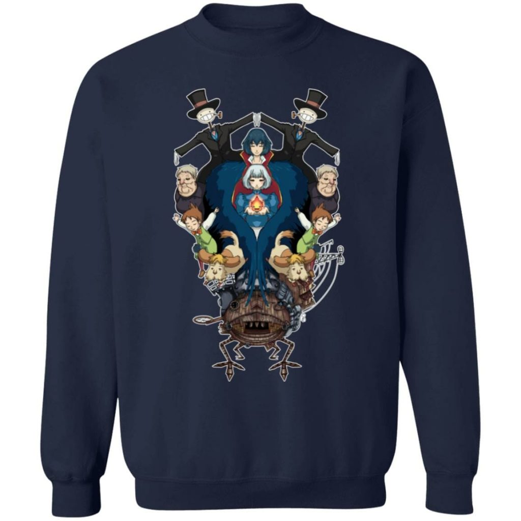 Studio Ghibli Howl’s Moving Castle Characters Mirror Sweatshirt - Image 6