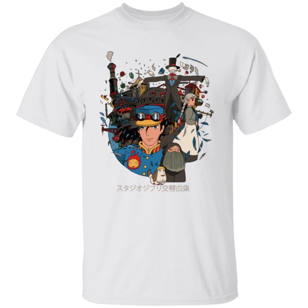 Studio Ghibli Howl’s Moving Castle Characters Compilation T-shirt - Image 2