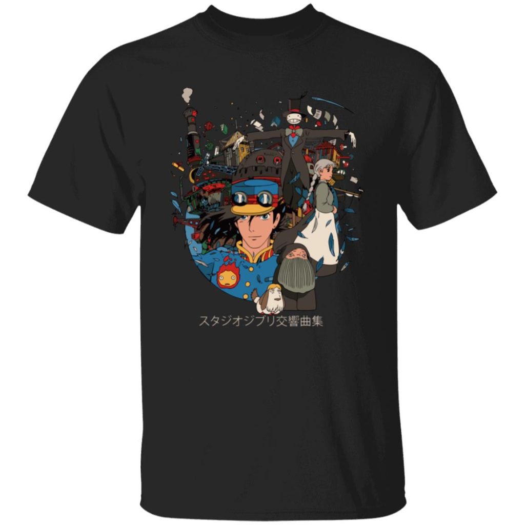 Studio Ghibli Howl’s Moving Castle Characters Compilation T-shirt - Image 4