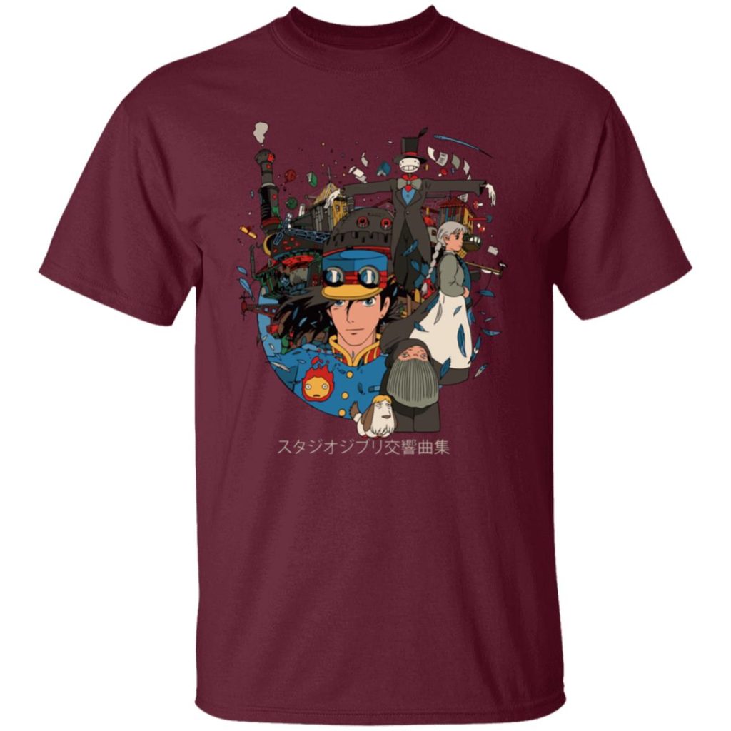 Studio Ghibli Howl’s Moving Castle Characters Compilation T-shirt - Image 7