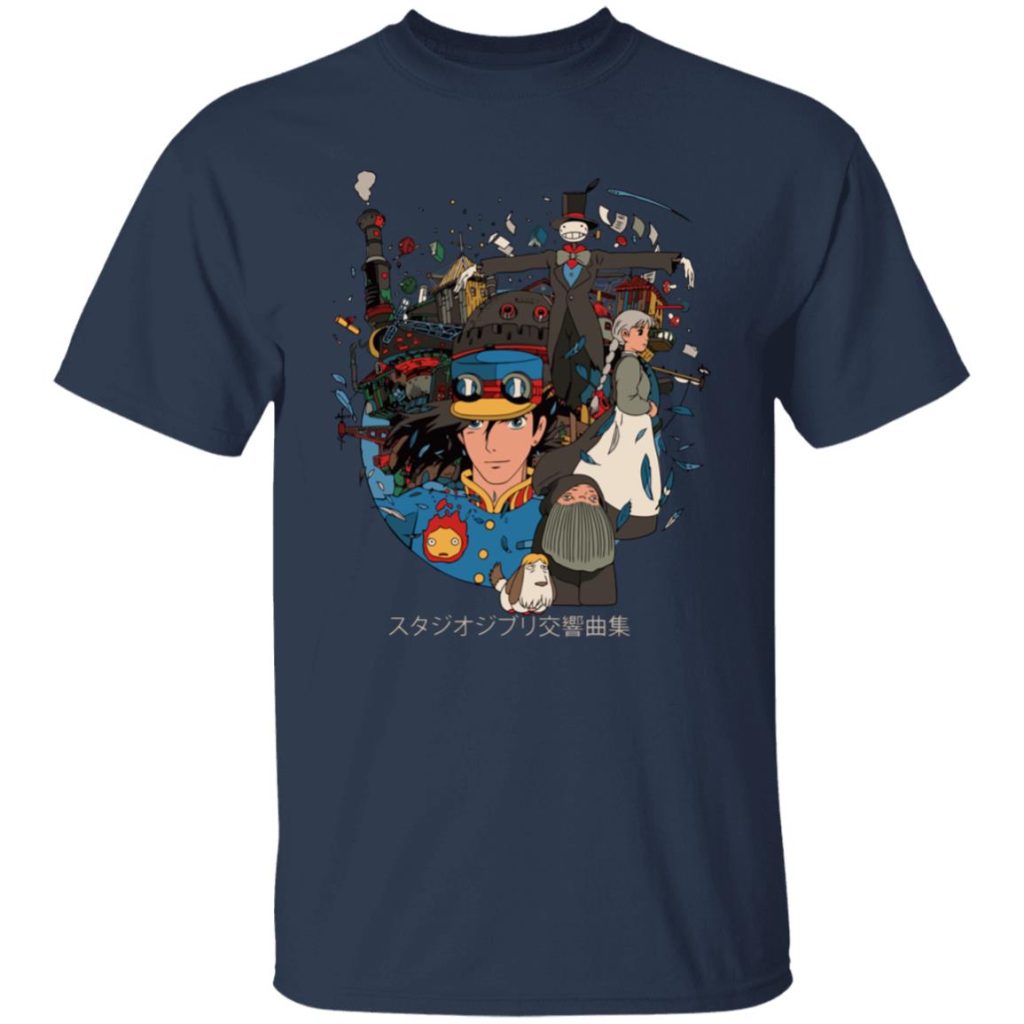 Studio Ghibli Howl’s Moving Castle Characters Compilation T-shirt - Image 8