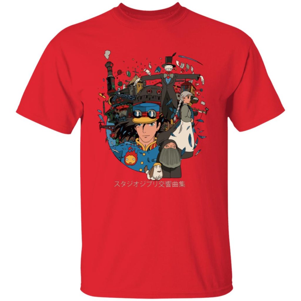 Studio Ghibli Howl’s Moving Castle Characters Compilation T-shirt - Image 9