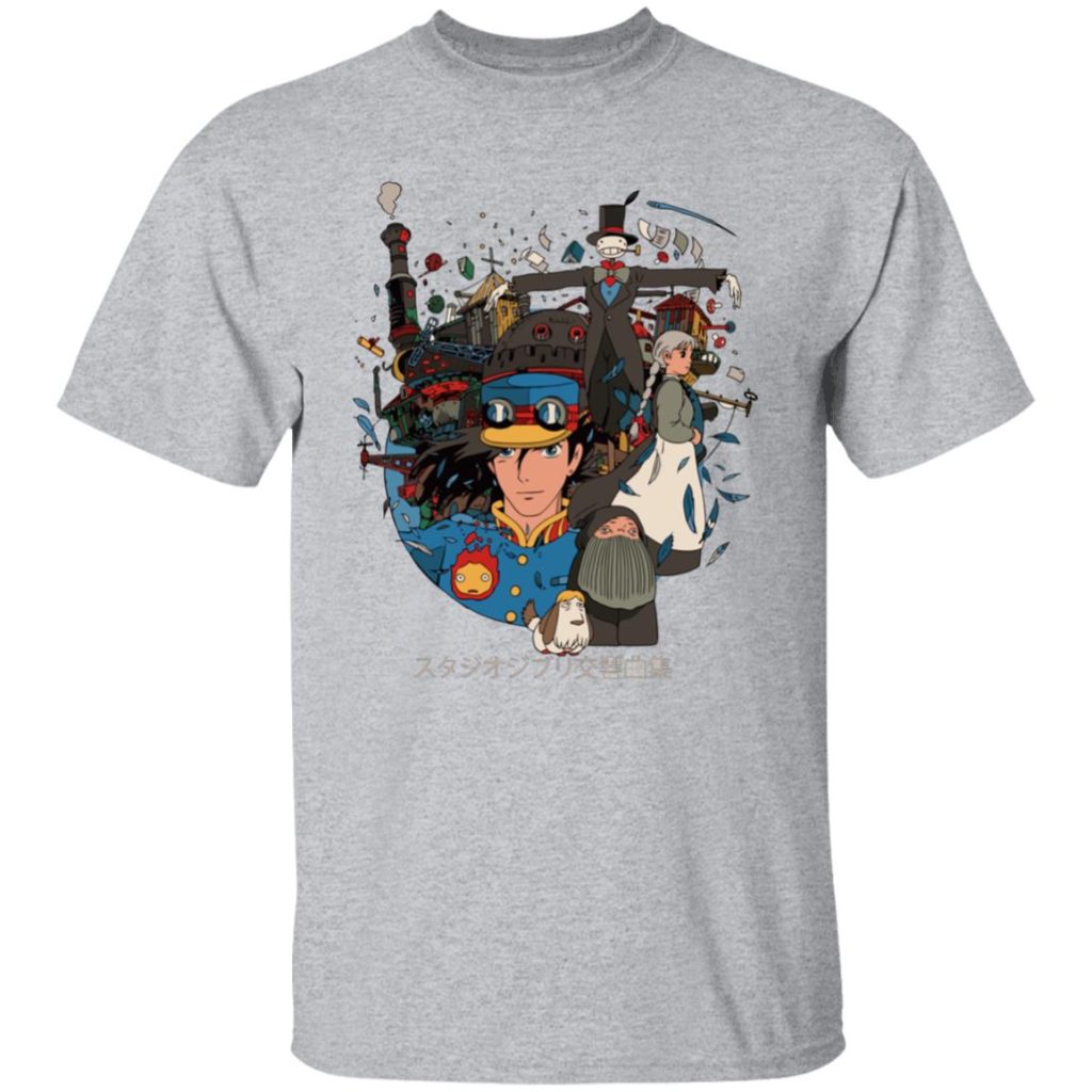 Studio Ghibli Howl’s Moving Castle Characters Compilation T-shirt - Image 10
