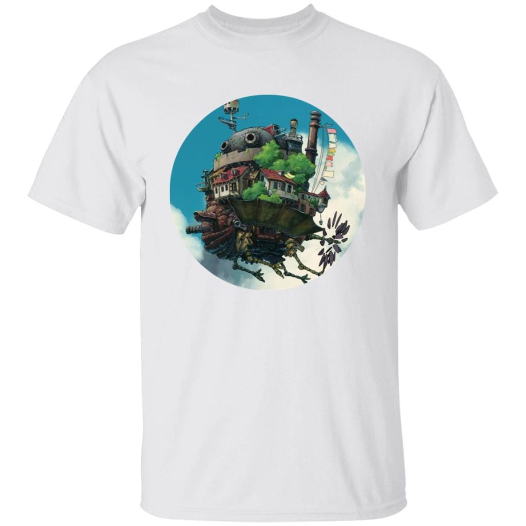 Studio Ghibli Howl’s Moving Castle Flying on the Sky T-shirt - Image 2
