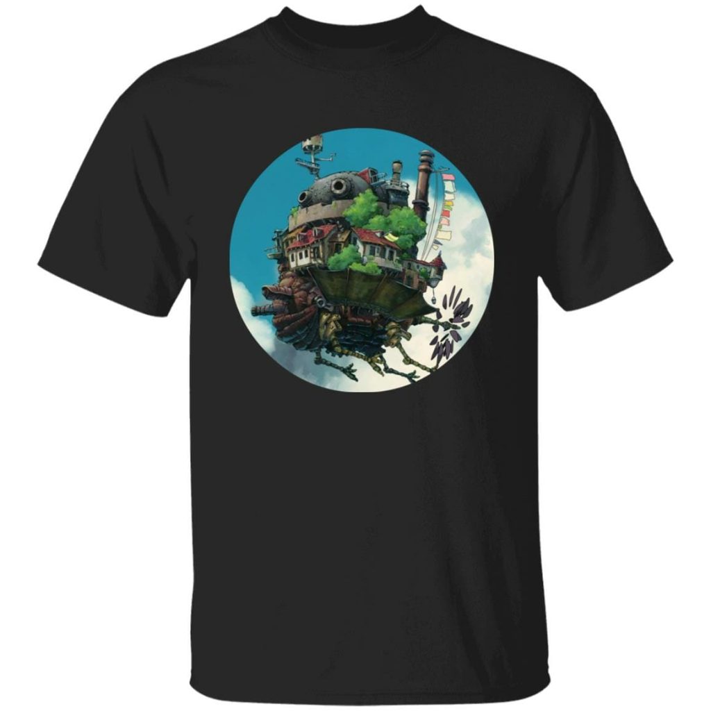 Studio Ghibli Howl’s Moving Castle Flying on the Sky T-shirt - Image 4