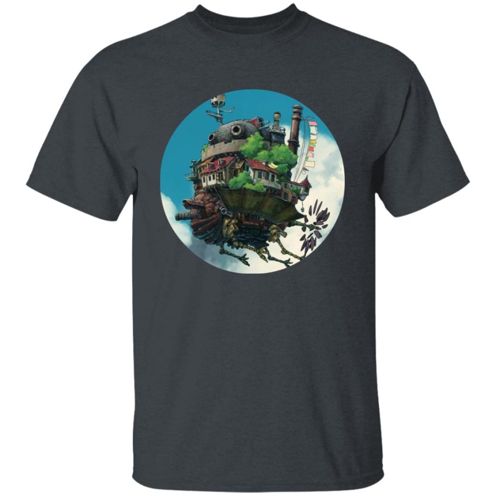Studio Ghibli Howl’s Moving Castle Flying on the Sky T-shirt - Image 5
