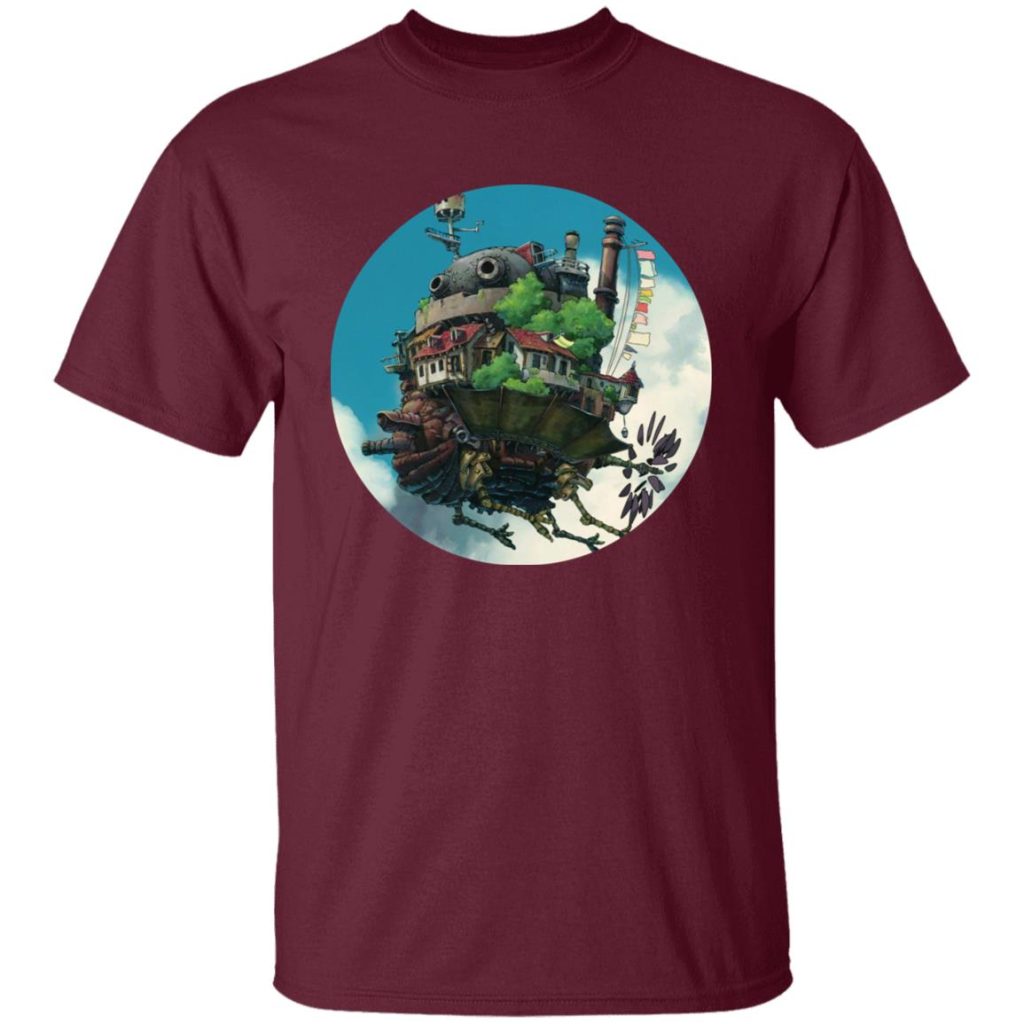 Studio Ghibli Howl’s Moving Castle Flying on the Sky T-shirt - Image 7